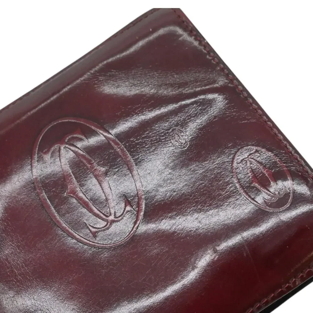 Cartier Red Double C Logo Bifold Shiny Leather Must de Wallet